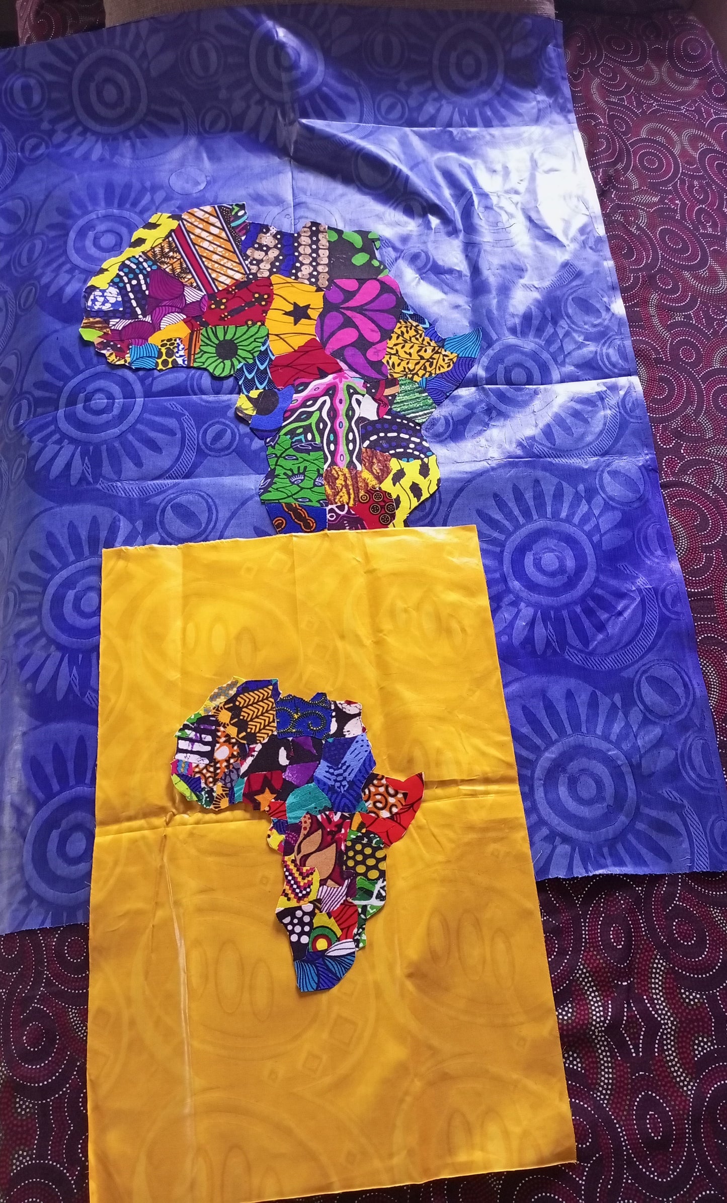 The African Map Collage Kit = Template + Fabrics + Videos