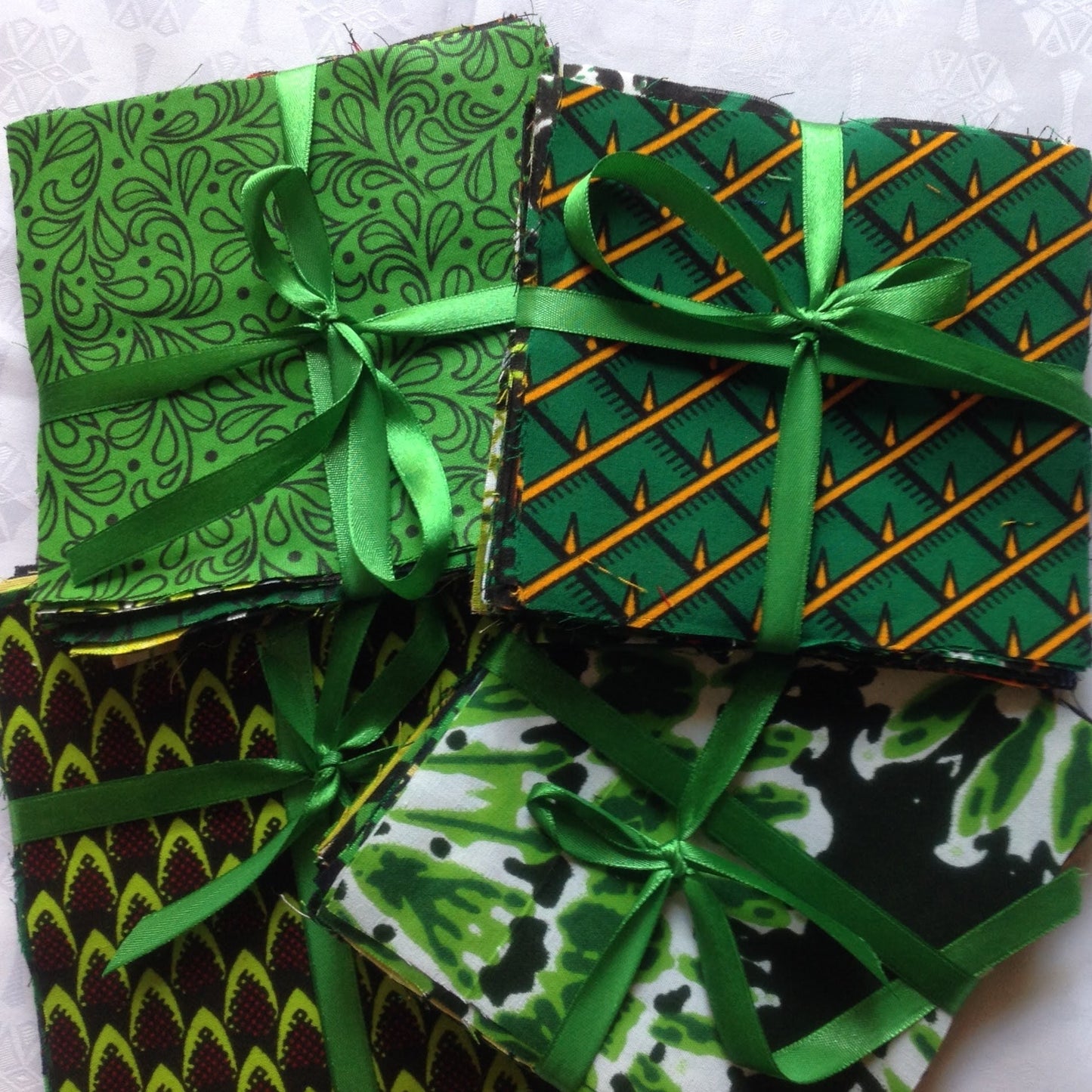 5" GREEN Ankara Squares Mystery Bundle