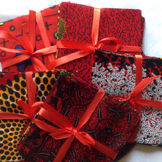 5" RED Ankara Squares Mystery Bundle