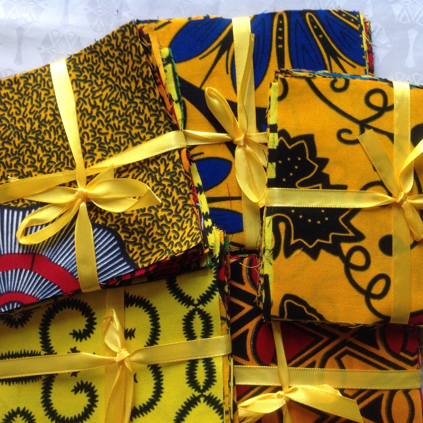 5" YELLOW-GOLD Ankara Squares Mystery Bundle